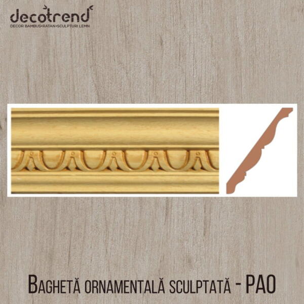Bagheta ornamentala sculptata din arbore de cauciuc PAOnbsp- Decotrend | decoratiuni ratan sculpturi