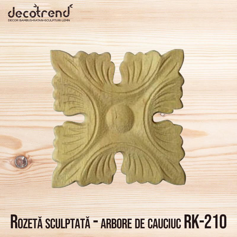 Rozeta sculptata patrata - arbore de cauciuc - RK-210 1 Rozetă sculptată - arbore de cauciuc RK-210