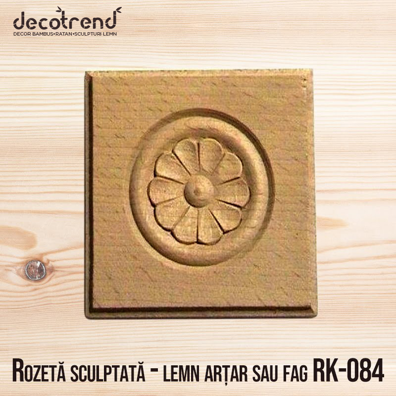 Rozeta sculptata patrata - lemn de fag sau arțar - RK-084 1 Rozetă sculptată - lemn arțar sau fag RK-084
