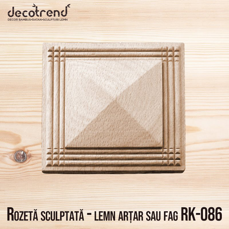 Rozeta sculptata patrata - lemn de fag sau arțar - RK-086 1 Rozetă sculptată - lemn arțar sau fag RK-086
