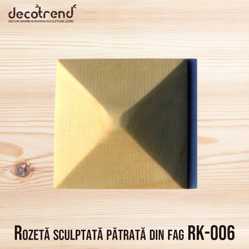 Rozeta sculptata patrata - lemn de fag - RK-006 1 Rozetă sculptată pătrată din fag RK-006