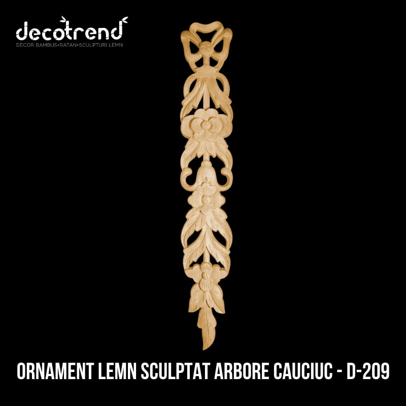 Ornament sculptat din lemn de tei D-209 2 Ornament lemn sculptat arbore cauciuc - D-209