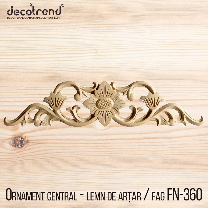 Ornament central din lemn de arțar/fag FN-360 1 Sculptura din lemn ornament din lemn cosulet cu flori FN-360