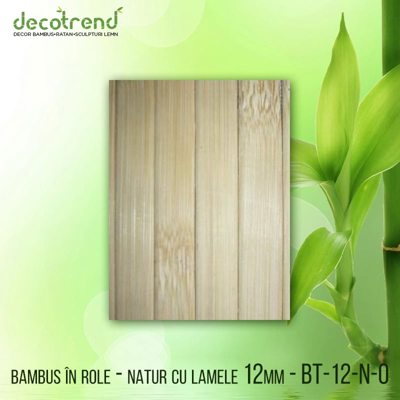 Lambriu bambus, paravan din bambus natur - BT-12-N-0 1 BT-12-N-0 Bambus în role - natur cu lamele 12mm