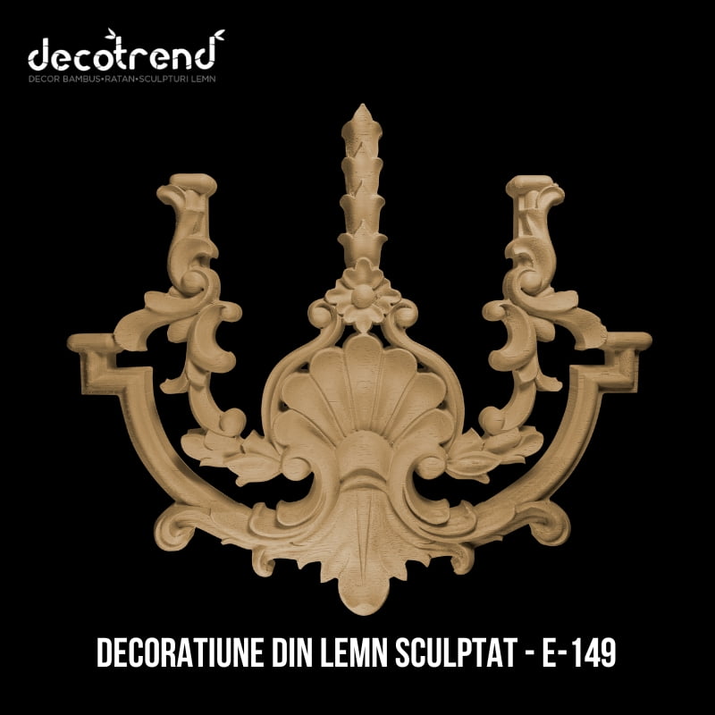 Ornament sculptat din lemn de arbore de cauciuc E-149 2 Decoratiune din lemn sculptat - E-149