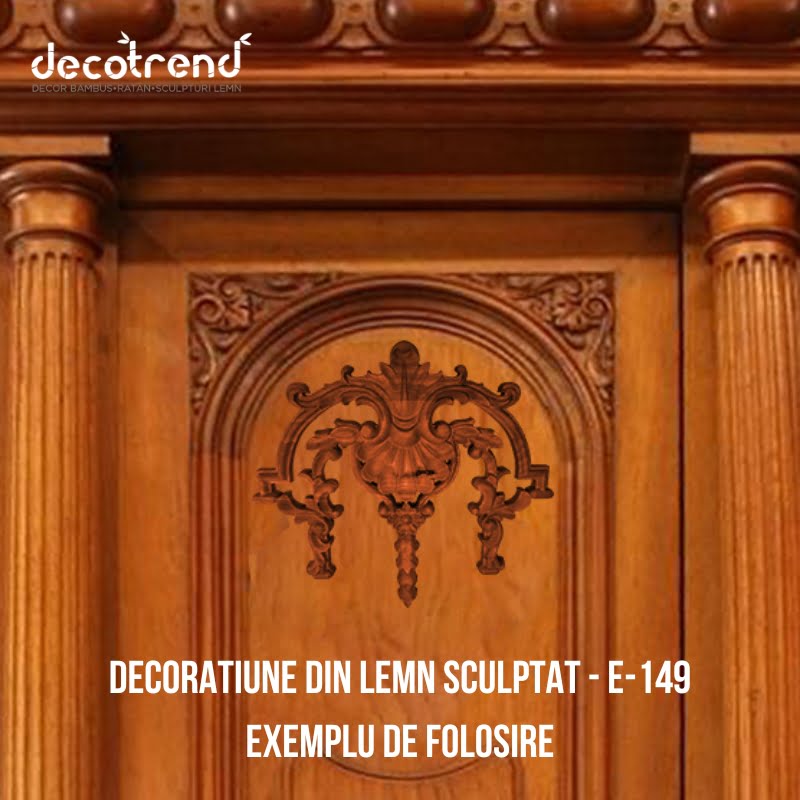 Ornament sculptat din lemn de arbore de cauciuc E-149 4 Decoratiune din lemn sculptat - E-149