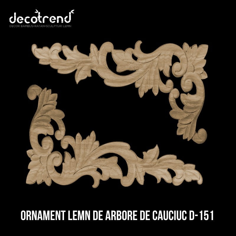 Ornament sculptat din lemn de arbore de cauciuc D-151 2 Ornament lemn de arbore de cauciuc D-151