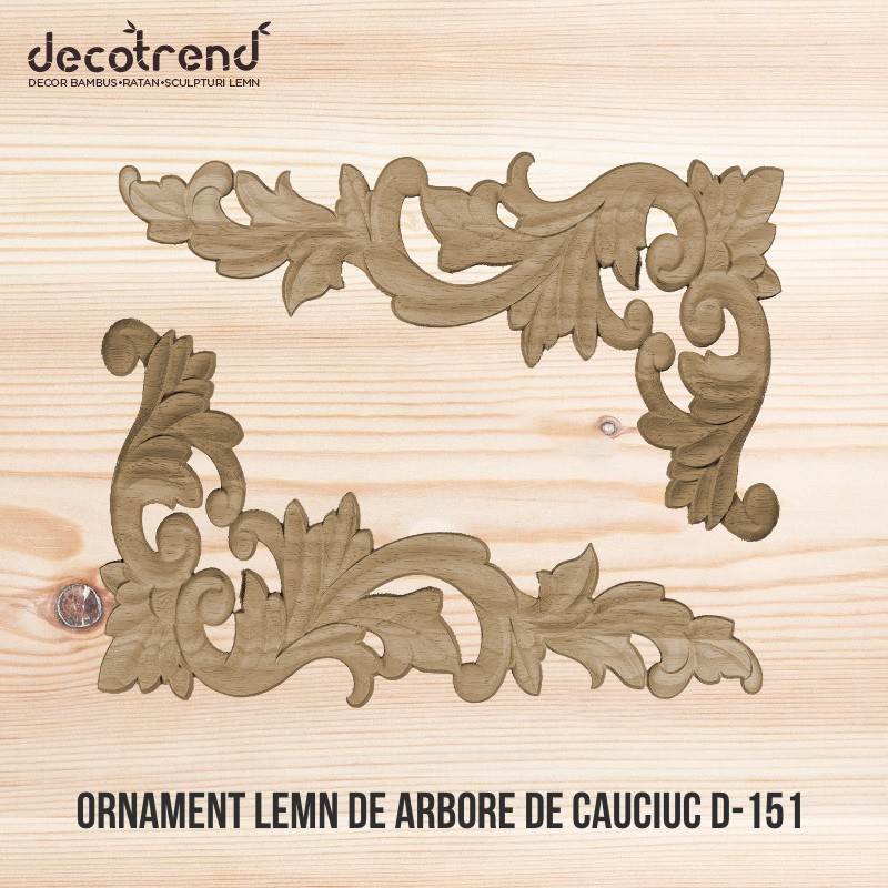 Ornament sculptat din lemn de arbore de cauciuc D-151 1 Ornament lemn de arbore de cauciuc D-151