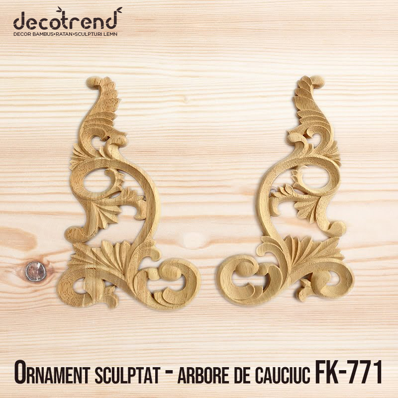 Ornament sculptat din lemn de arbore de cauciuc FK-771 1 Ornament sculptat - arbore de cauciuc FK-771