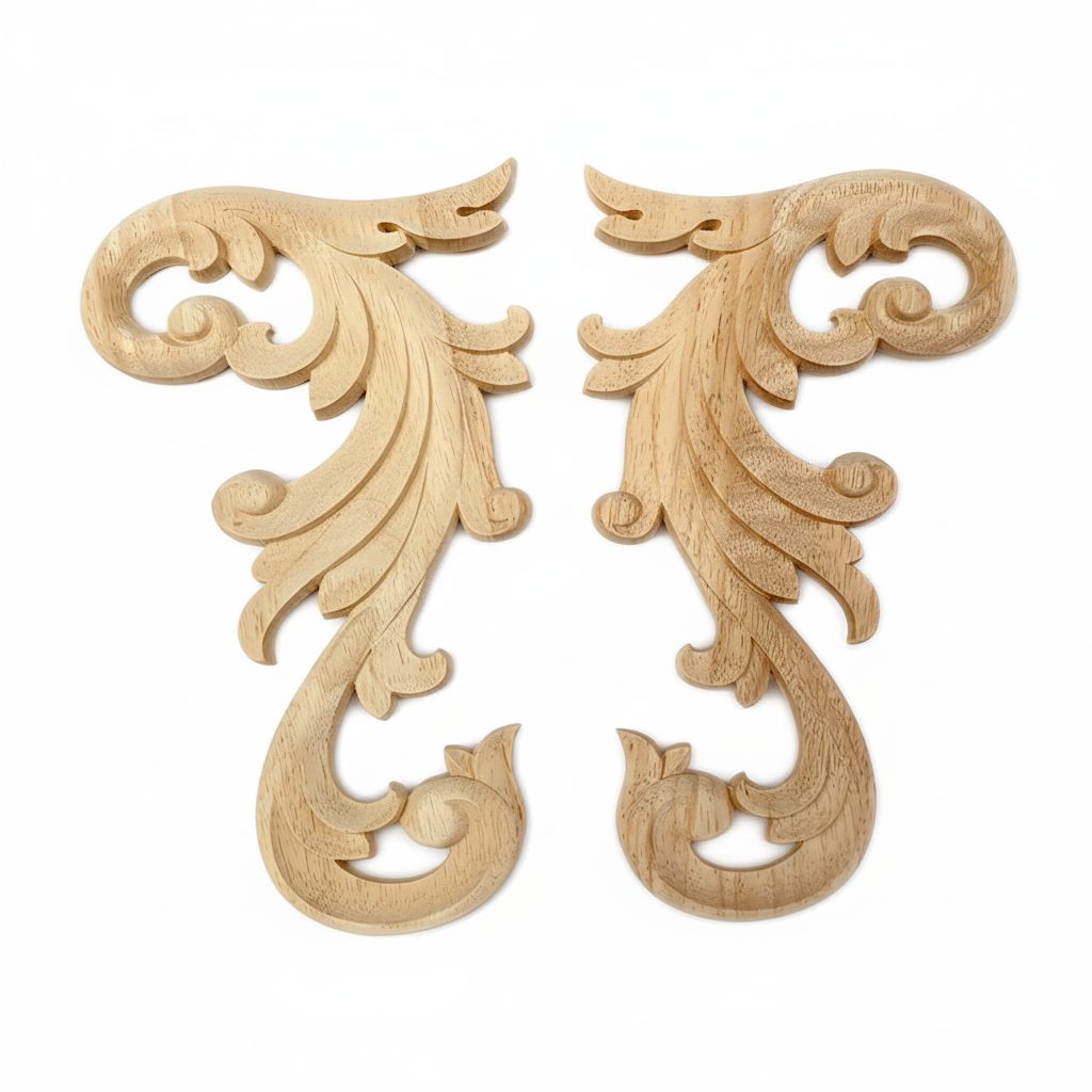 Ornament sculptat din lemn de arbore de cauciuc - element decorativ mobilier D-233 3 Ornament sculptat din lemn de arbore de cauciuc - element decorativ mobilier D-233 - imagine 3