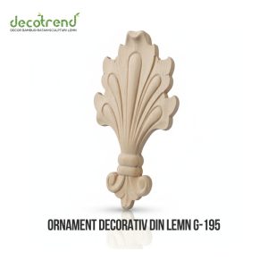 Ornament sculptat central din lemn de arbore de cauciuc G-195 tip frunză