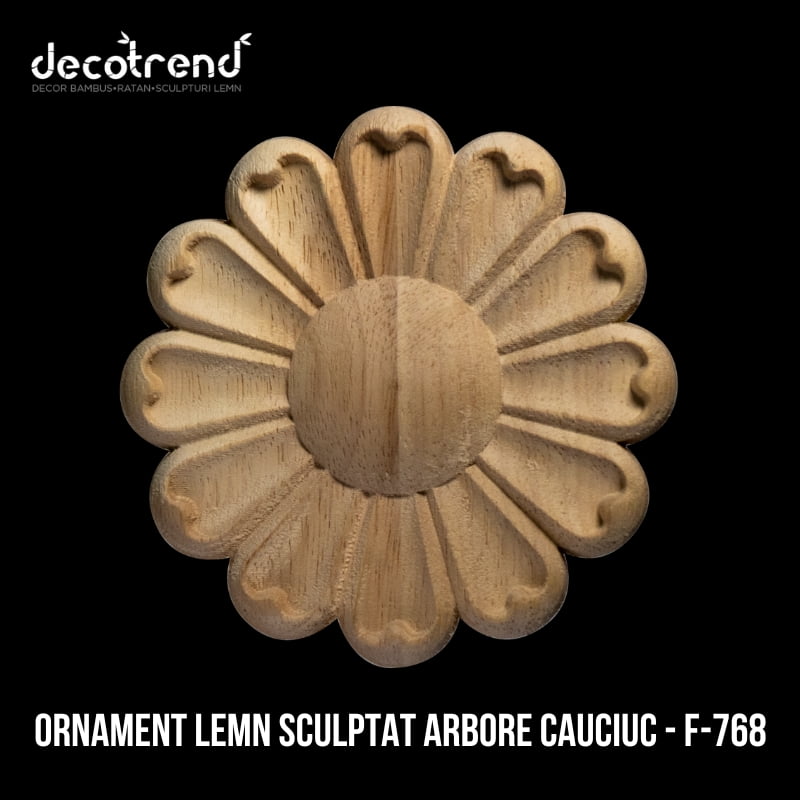 Ornament sculptat din lemn de arbore de cauciuc F-768 2 Ornament lemn sculptat arbore cauciuc - F-768