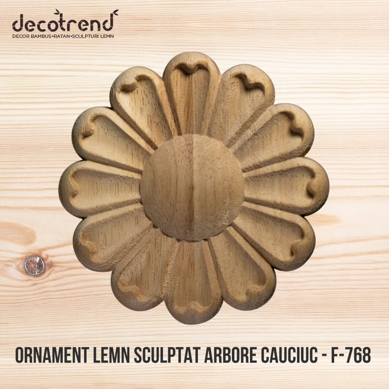 Ornament sculptat din lemn de arbore de cauciuc F-768 1 Ornament lemn sculptat arbore cauciuc - F-768