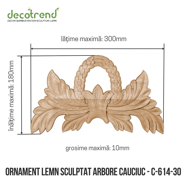 Ornament sculptat din lemn de arbore de cauciuc C-614 2 Ornament sculptat din lemn de arbore de cauciuc C-614-30