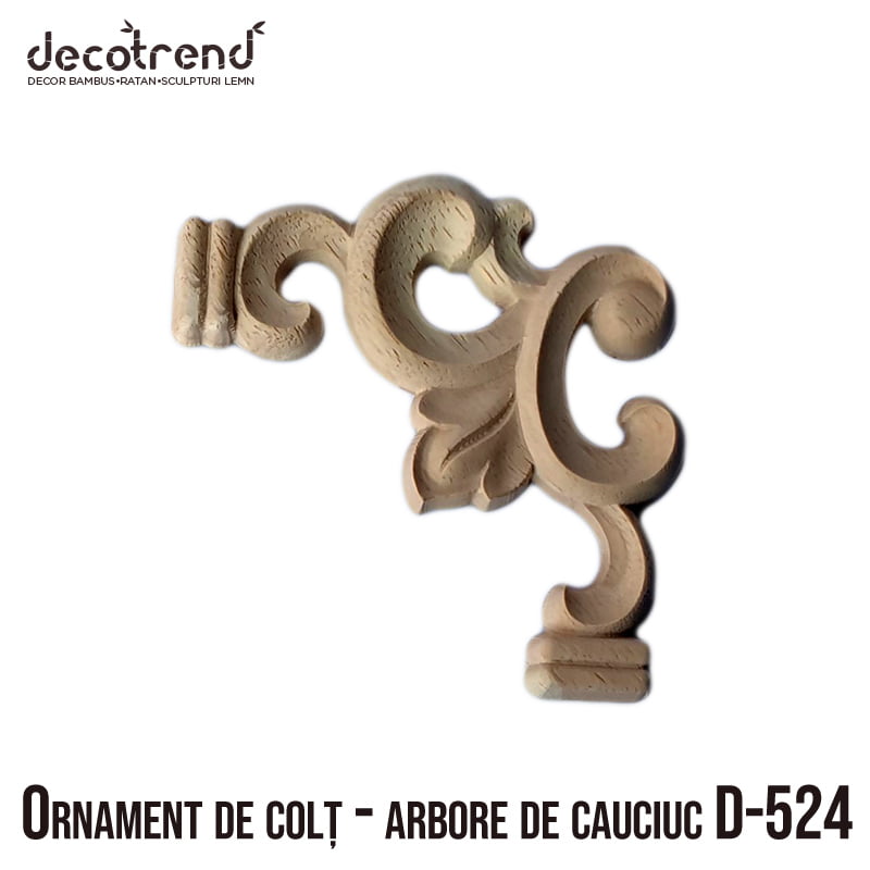 Ornament sculptat din lemn de arbore de cauciuc D-524 2 Ornament de colt din arbore de cauciuc D-524