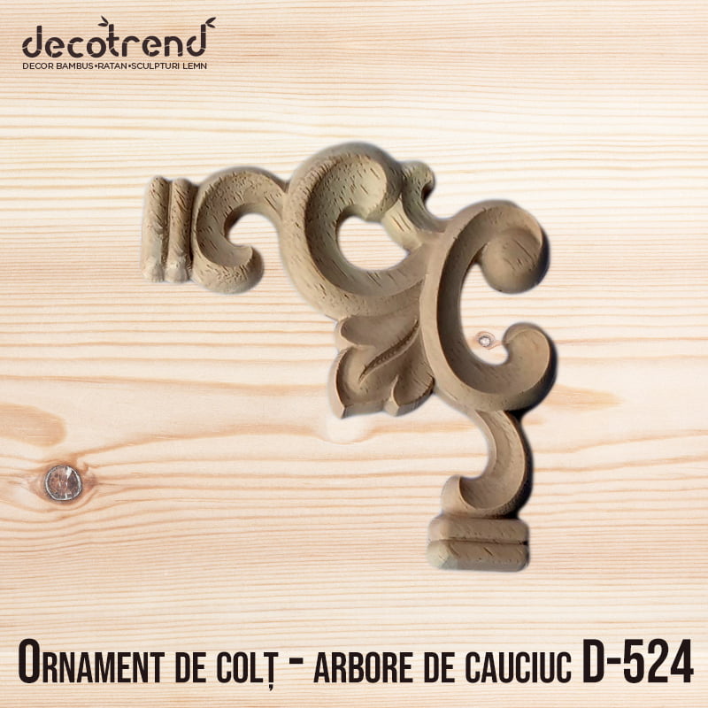 Ornament sculptat din lemn de arbore de cauciuc D-524 1 Ornament de colt din arbore de cauciuc D-524