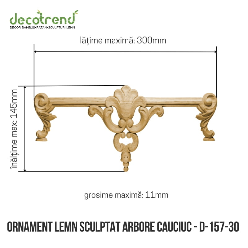 Ornament sculptat din lemn de arbore de cauciuc D-157 2 Ornament lemn sculptat arbore cauciuc - D-157-30