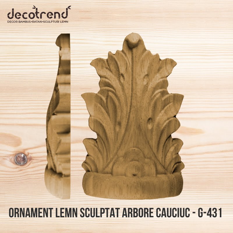 Ornament sculptat din lemn de arbore de cauciuc G-431 3 Ornament lemn sculptat arbore cauciuc - G-431