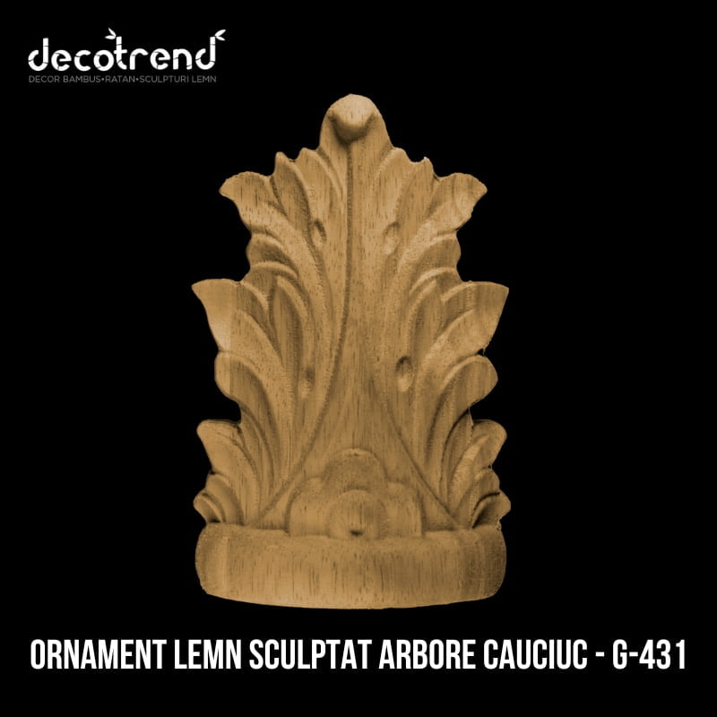 Ornament sculptat din lemn de arbore de cauciuc G-431 2 Ornament lemn sculptat arbore cauciuc - G-431