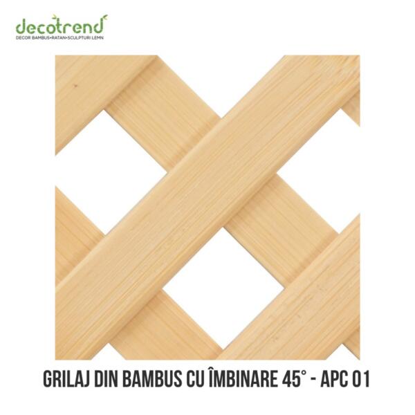 Grilaj din lemn de bambus crem cu imbinare la 45 grade APC 01 03nbsp- Decotrend | decoratiuni ratan sculpturi
