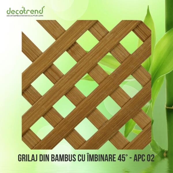Grilaj din lemn de bambus maro cu imbinare la 45 grade APC 02 03nbsp- Decotrend | decoratiuni ratan sculpturi