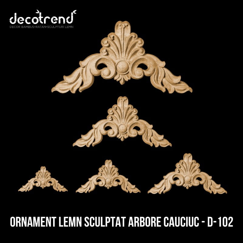 Ornament sculptat pentru colț - Element decorativ din lemn de arbore de cauciuc D-102 2 Ornament sculptat din lemn de arbore de cauciuc D-102