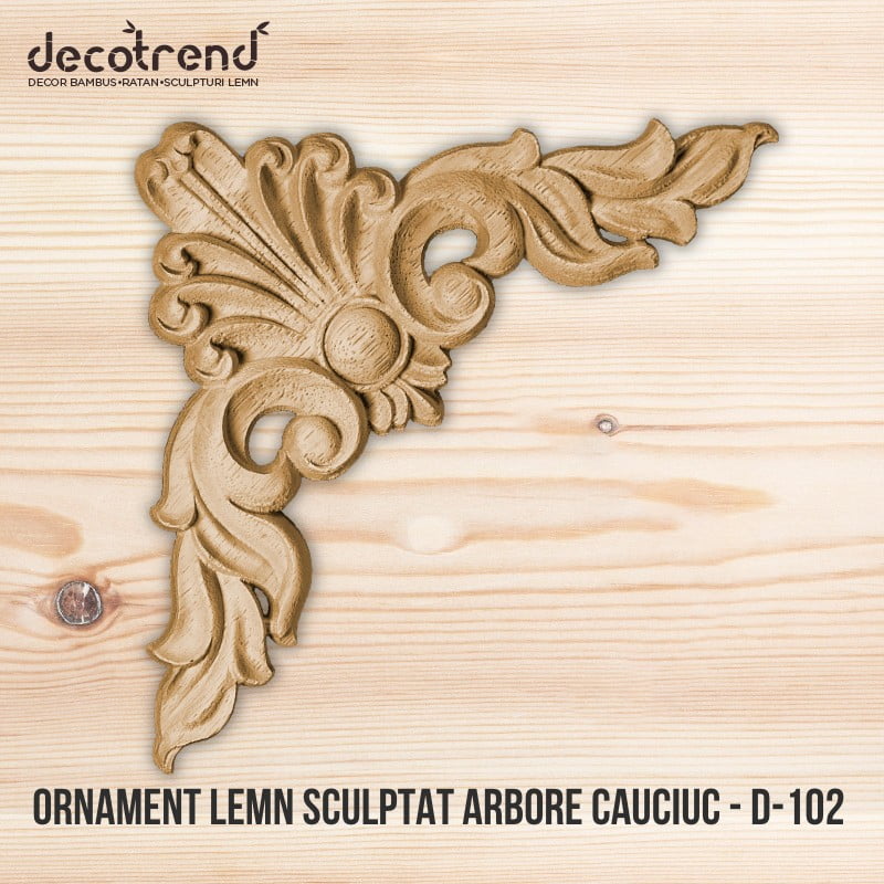 Ornament sculptat pentru colț - Element decorativ din lemn de arbore de cauciuc D-102 1 Ornament sculptat pentru colț - Element decorativ din lemn de arbore de cauciuc D-102