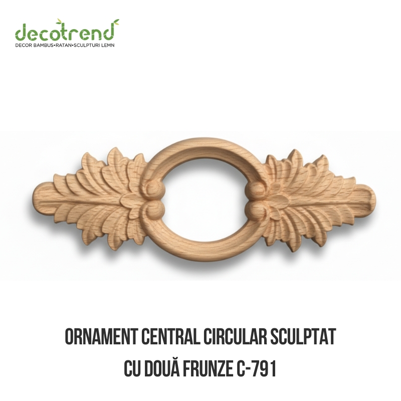 Ornament central circular sculptat cu două frunze C-791 1 Ornament central circular sculptat cu două frunze C-791