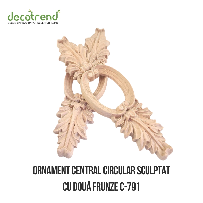 Ornament central circular sculptat cu două frunze C-791 3 Ornament central circular sculptat cu două frunze C-791