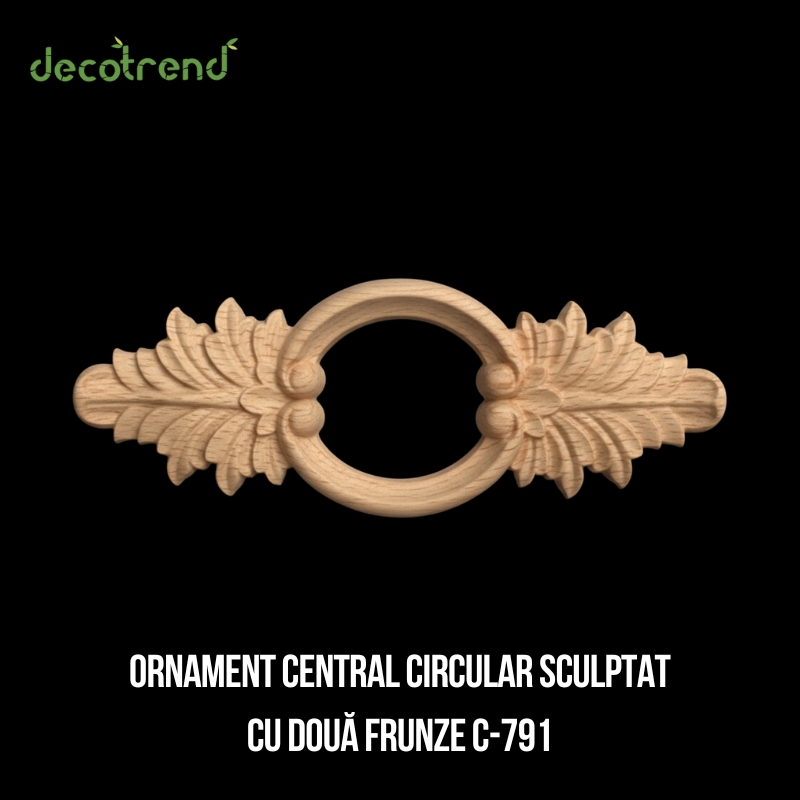 Ornament central circular sculptat cu două frunze C-791 2 Ornament central circular sculptat cu două frunze C-791